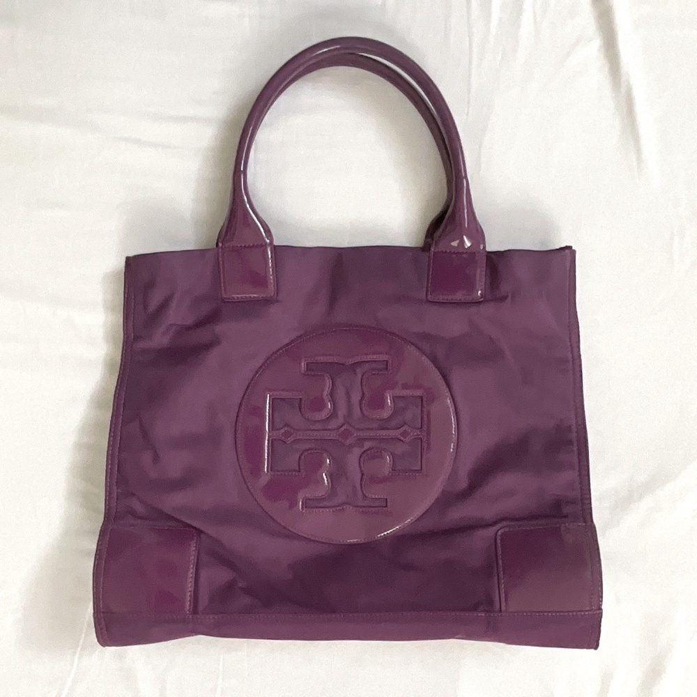 TORY BURCH Vintage Ella Nylon Patent Trim XL Plum Purple